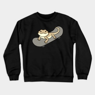 Funny Bearded Dragon On Skateboard Cute Pet Lizard Lover Crewneck Sweatshirt